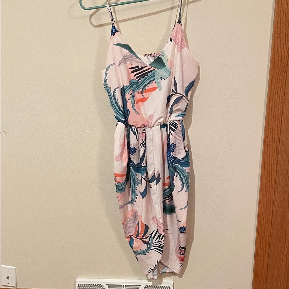 Tropical Print Sleeveless Dress